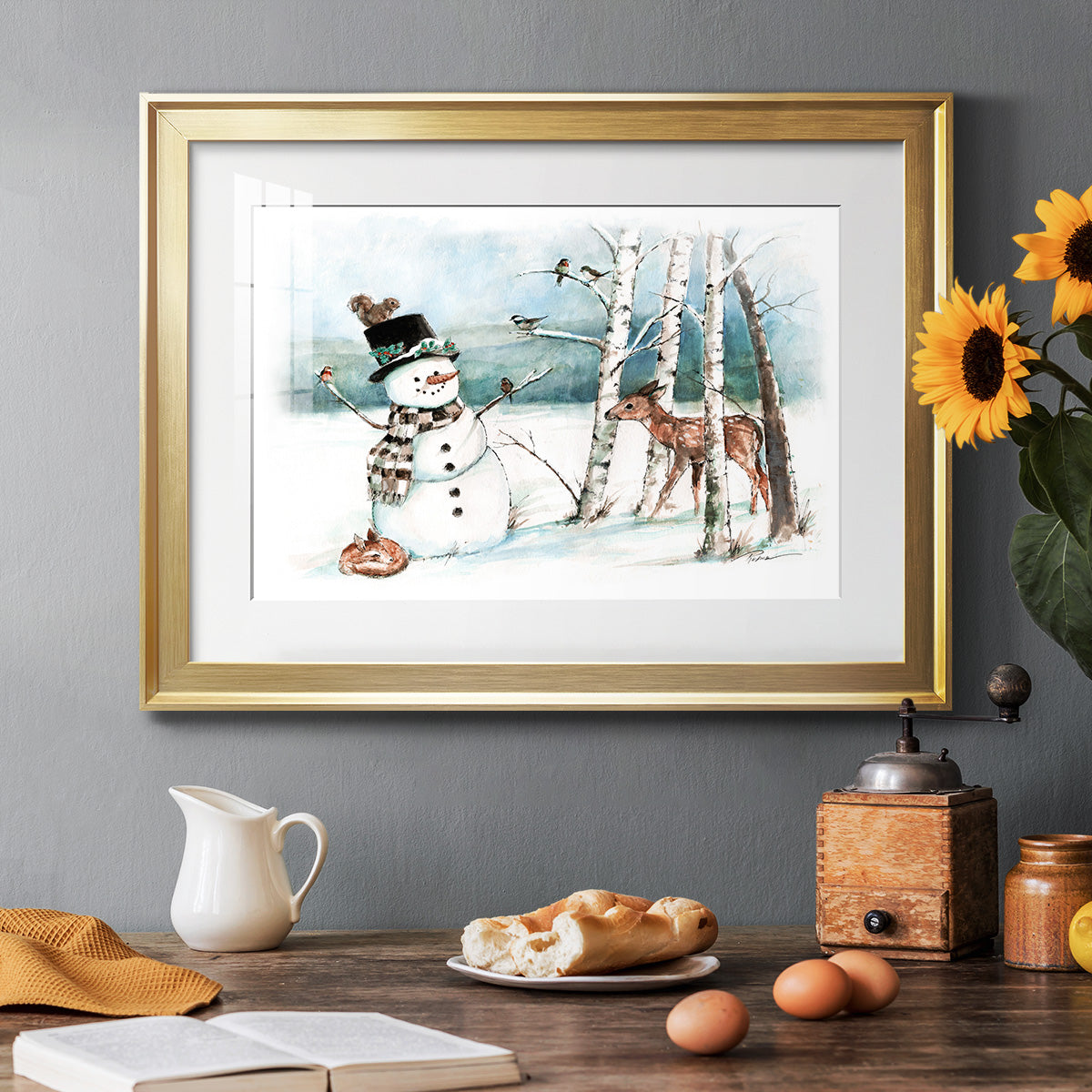 Snow Friends - Modern Framed Art Print