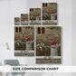Size comparison chart for canvas art prints, showing multiple size options.