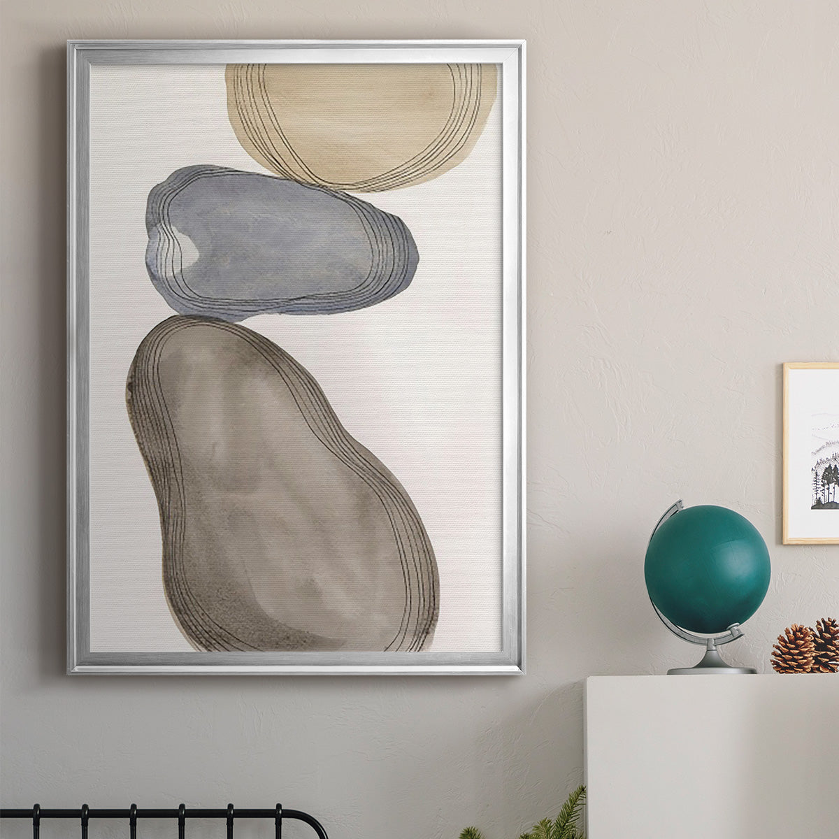 River Rocks Contour II - Modern Framed Canvas Print