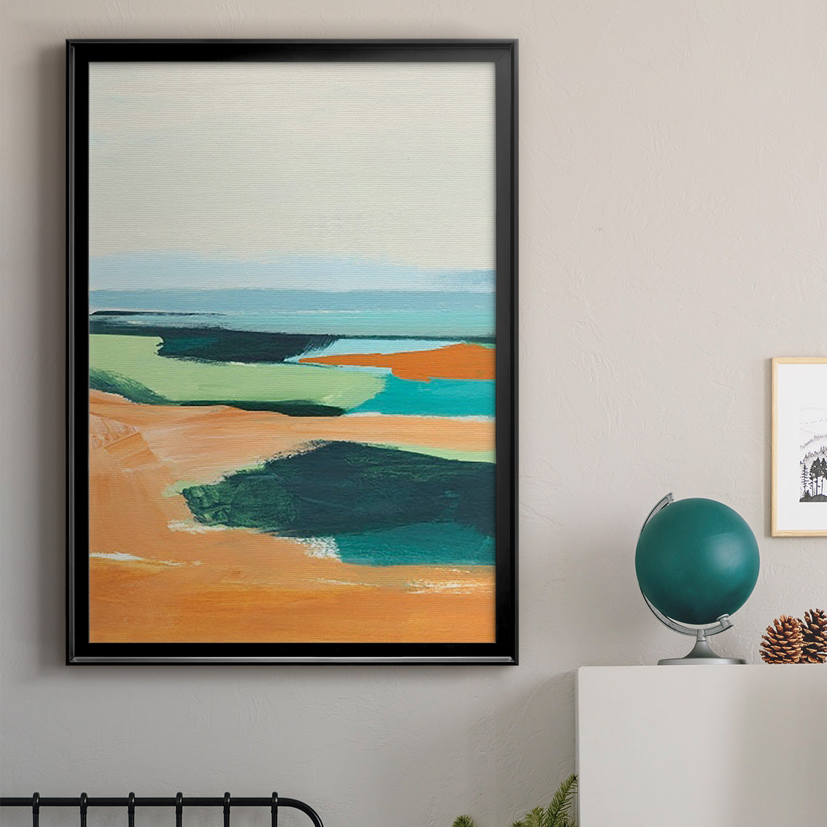 Aqua and Orange II - Modern Framed Canvas Print