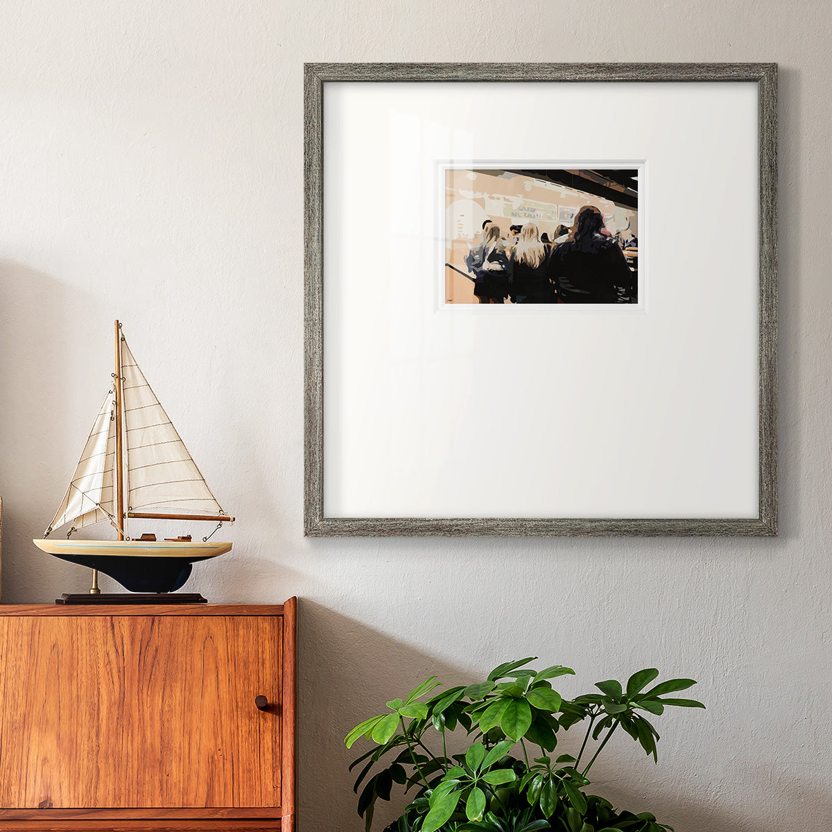 Late Night Queue - Double Matboard Framed Print
