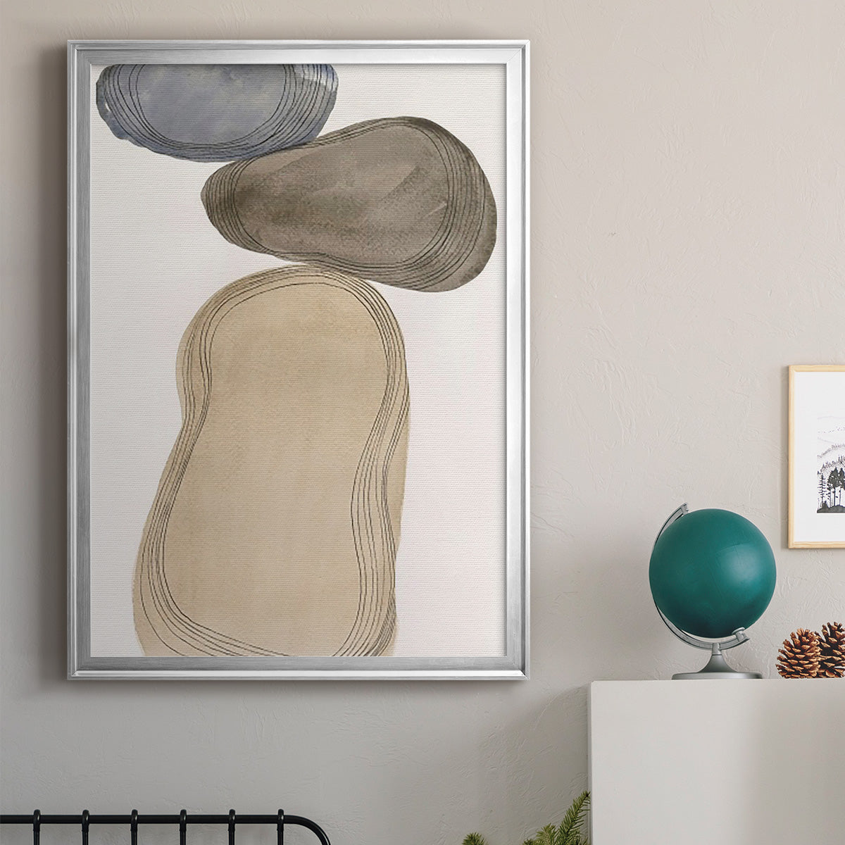 River Rocks Contour I - Modern Framed Canvas Print