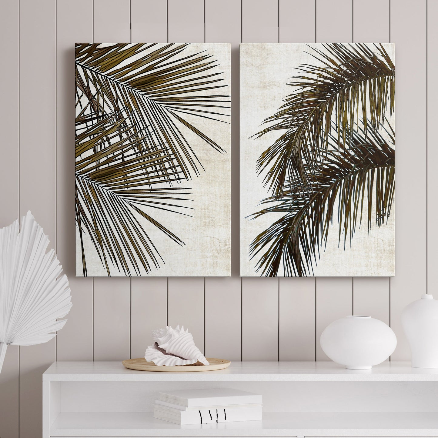 Palm I Premium Gallery Wrapped Canvas - Ready to Hang - Set of 2 - 8 x 12 Each