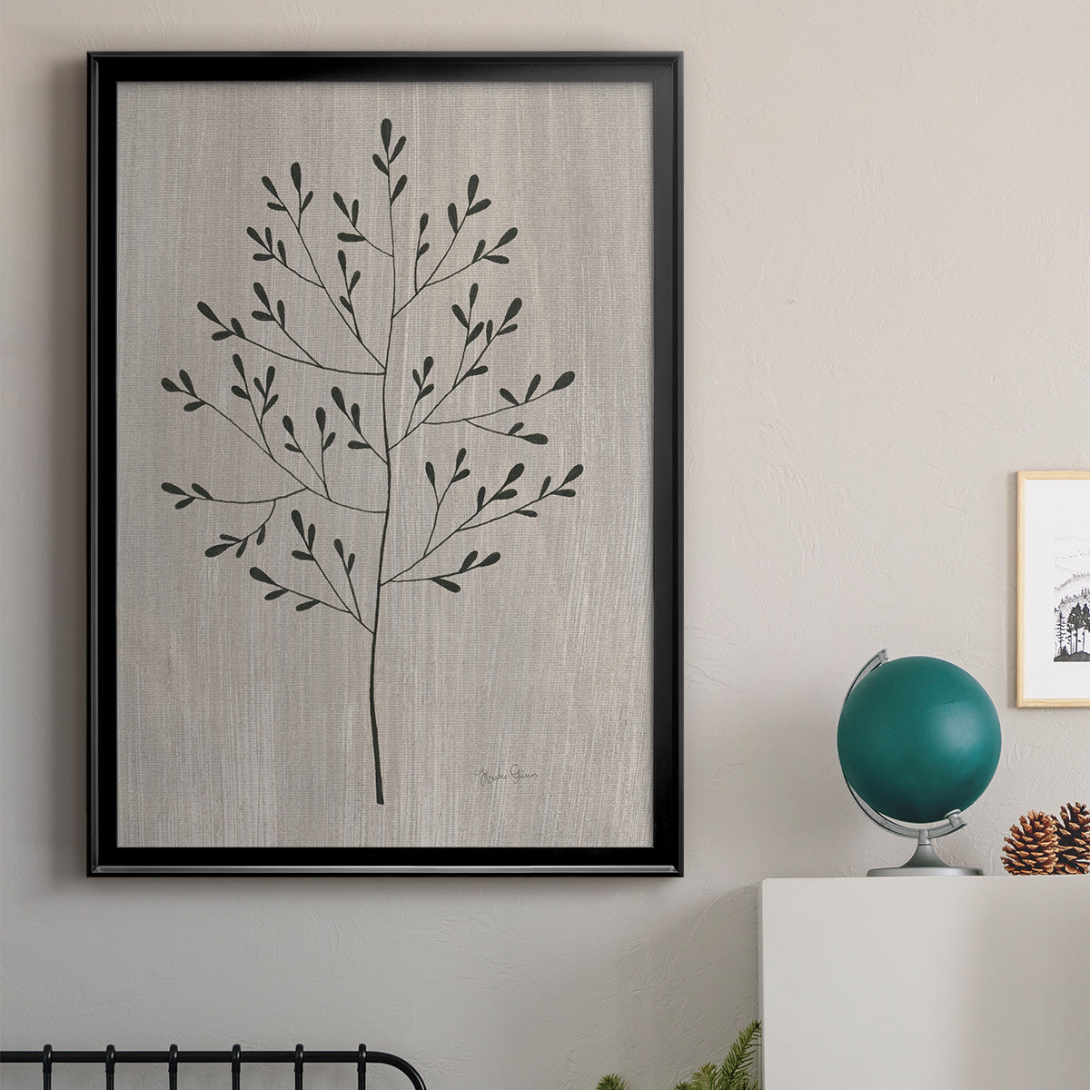 Leaves and Wood II - Modern Framed Canvas Print