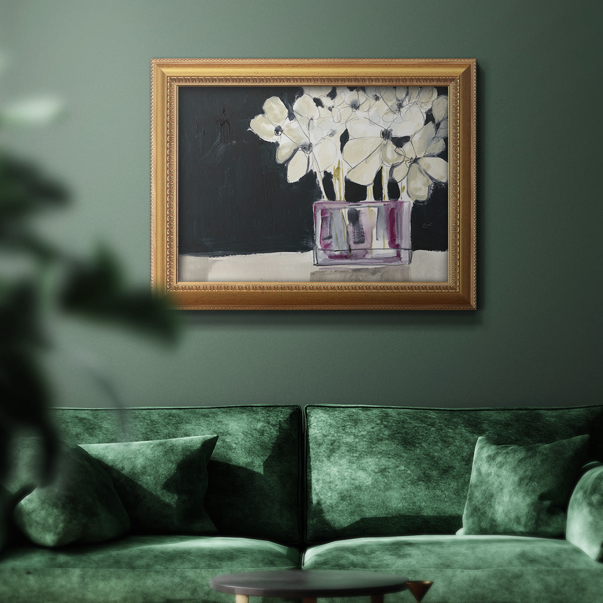 White Flowers in Fuchsia I Premium Framed Canvas- Ready to Hang