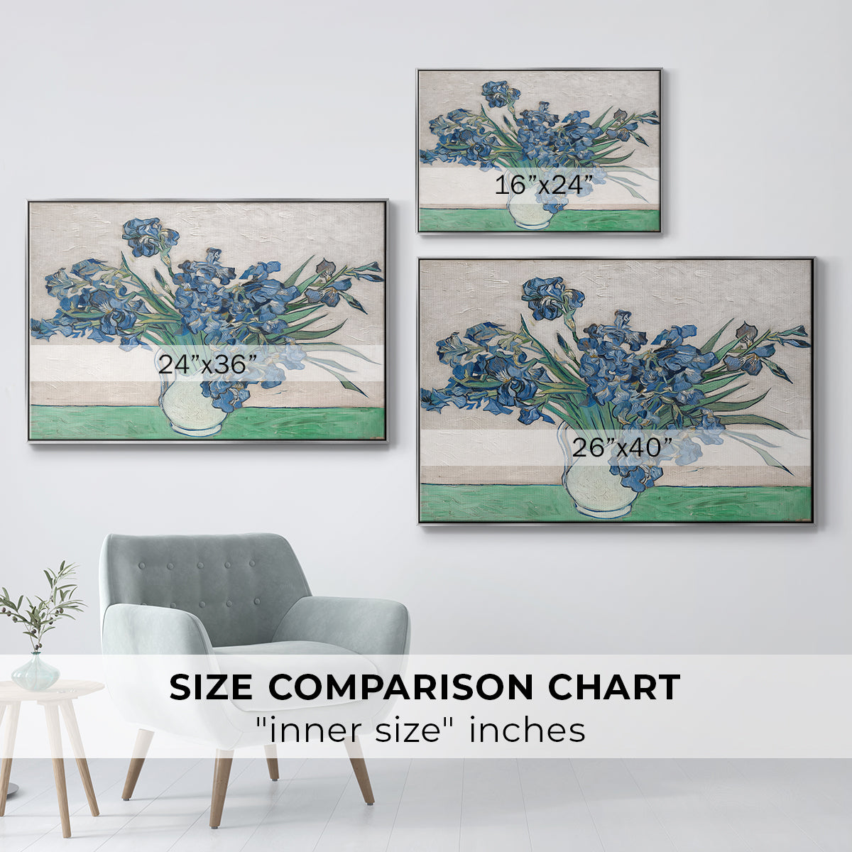 Irises, 1890 - Floater Framed Canvas Print