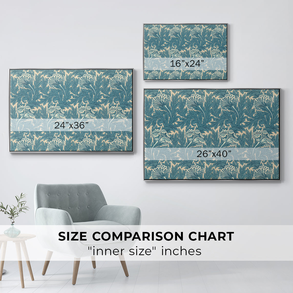Tulip (Teal), 1875 - Floater Framed Canvas Print