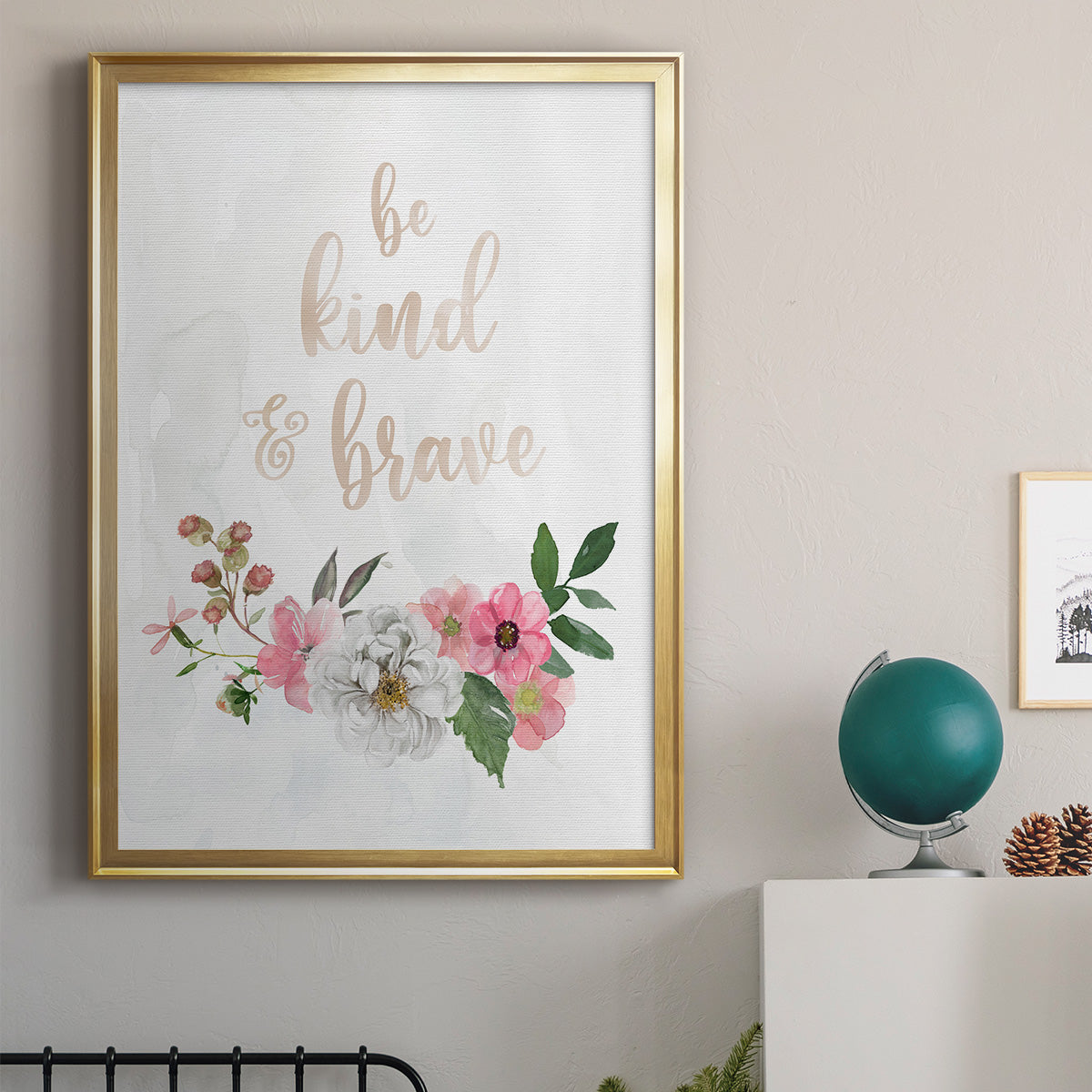 Be Kind and Brave - Modern Framed Canvas Print