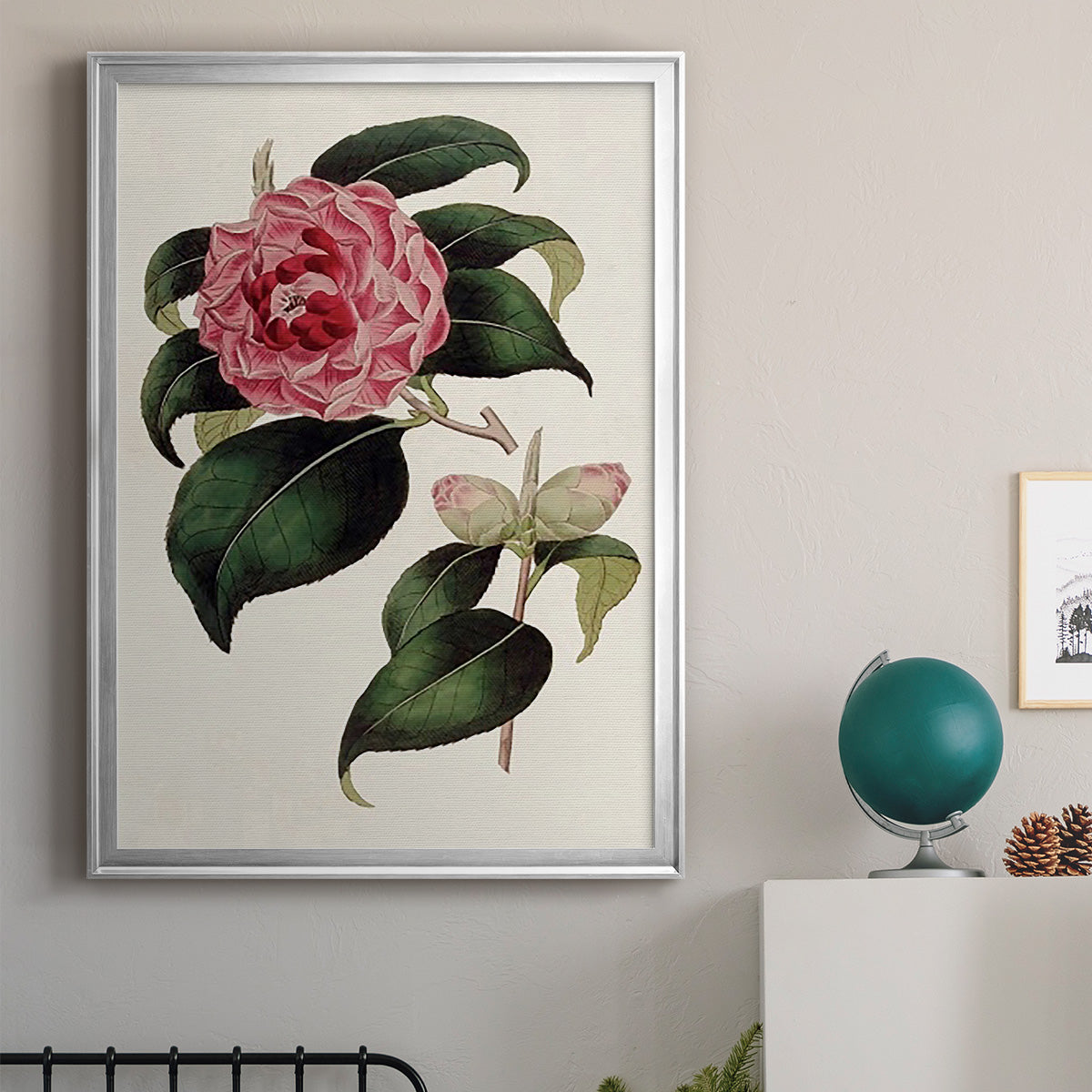 Pink Floral Mix III - Modern Framed Canvas Print