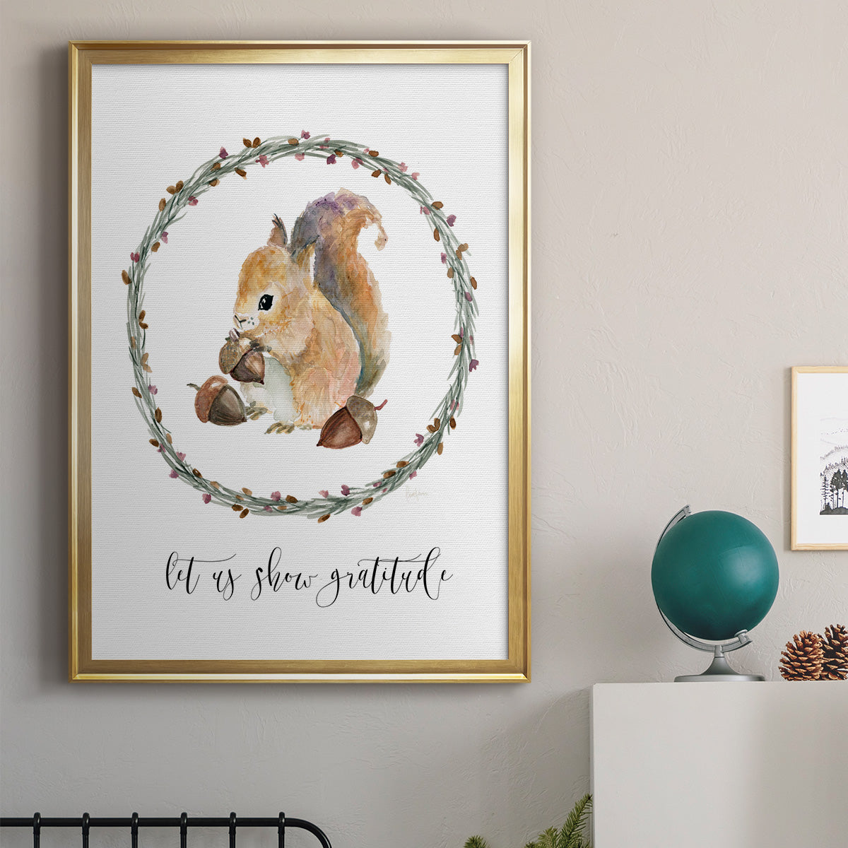 Harvest Home Squirrel - Modern Framed Canvas Print