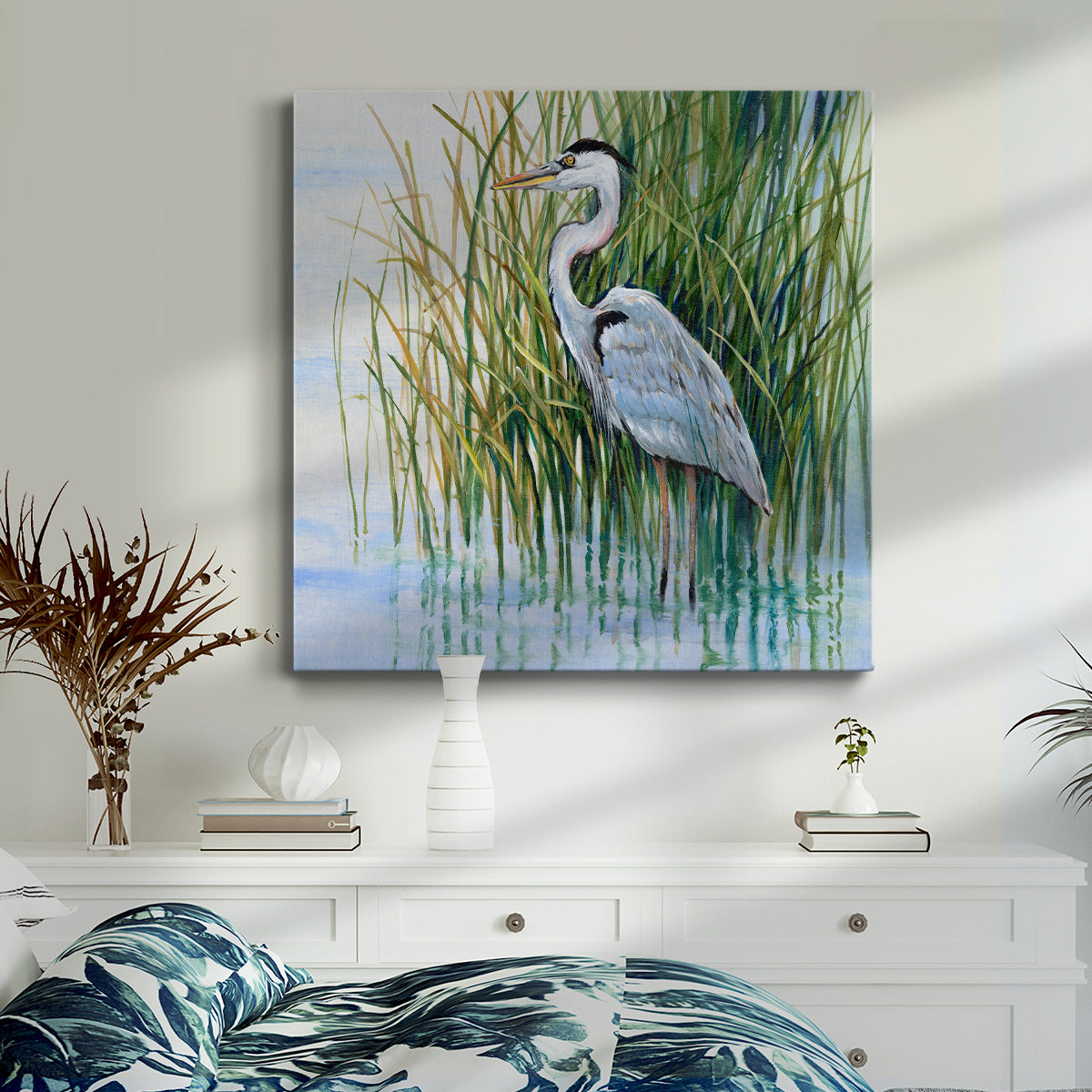 Heron in the Marsh II - Canvas Art Print