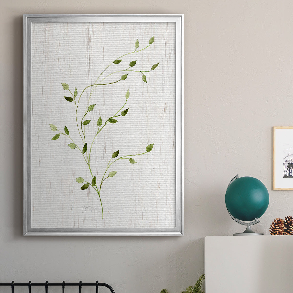 Windblown Leaves I - Modern Framed Canvas Print