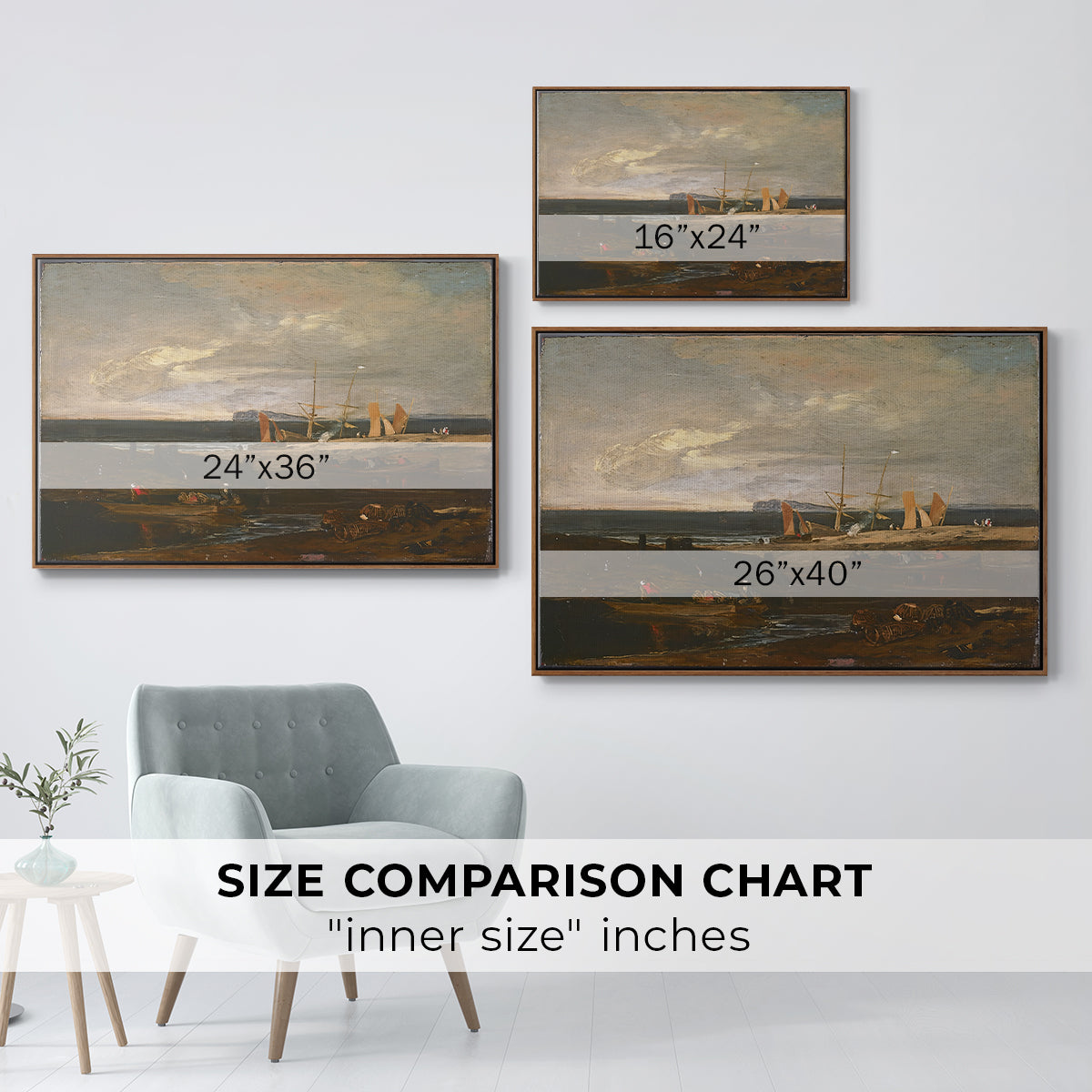 A Scene on the English Coast, c. 1798 - Floater Framed Canvas Print