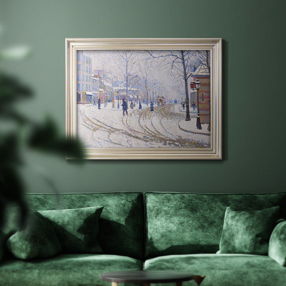 Snow, Boulevard de Clichy, Paris - Ornate Framed Canvas Print
