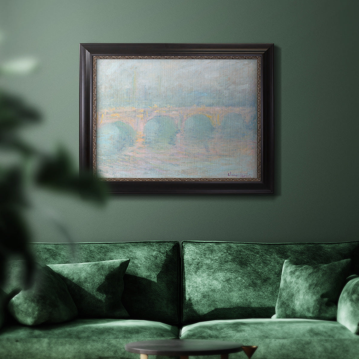 Waterloo Bridge At Sunset Pink Effect - Ornate Framed Canvas Print