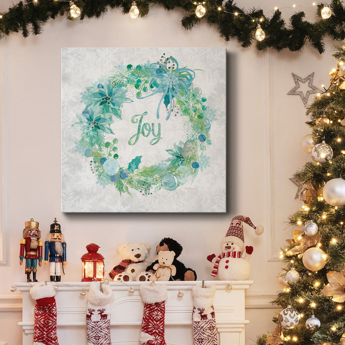 Joy Wreath-Premium Gallery Wrapped Canvas - Ready to Hang