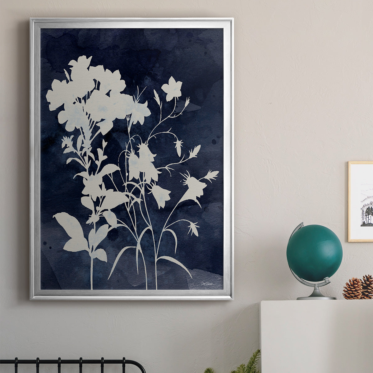 Indigo Botanical II Revisited - Modern Framed Canvas Print