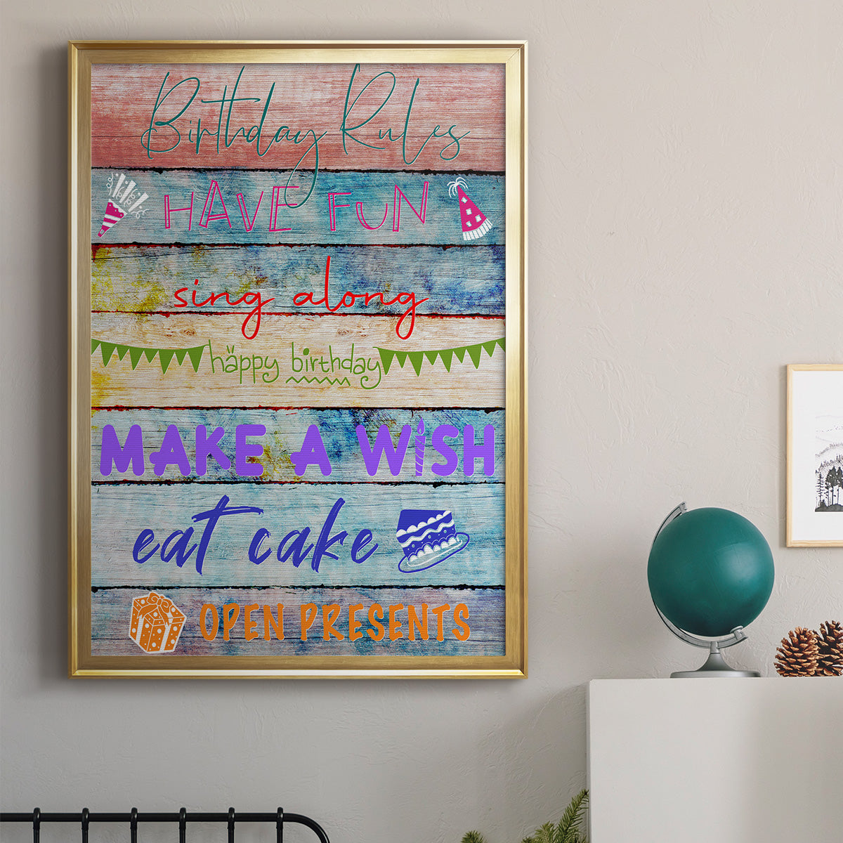 Birthday Rules - Modern Framed Canvas Print