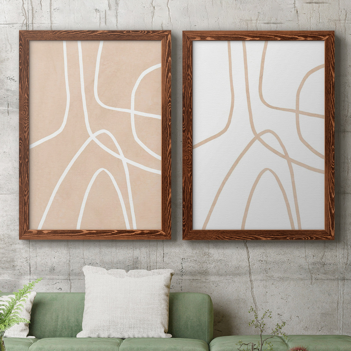 Clean Contour I - Barnwood Framed Canvas Set