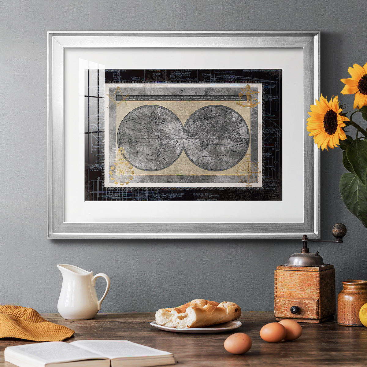 Night World Blueprint Premium Framed Print - Ready to Hang