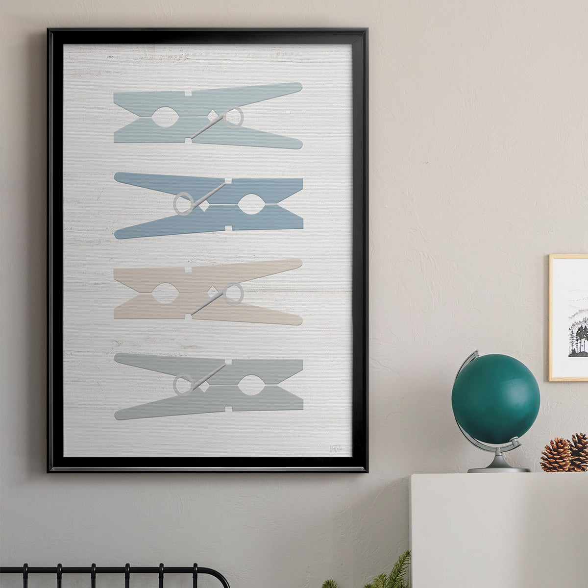 Laundry Pins - Modern Framed Canvas Print