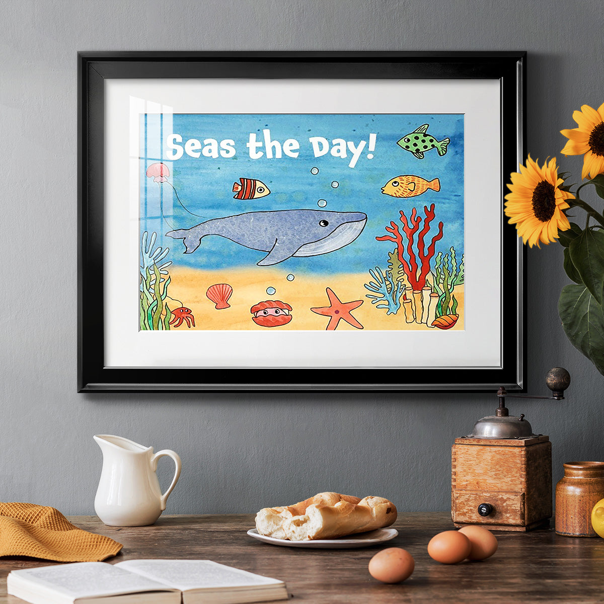 Cute Sea Creatures II - Modern Framed Art Print