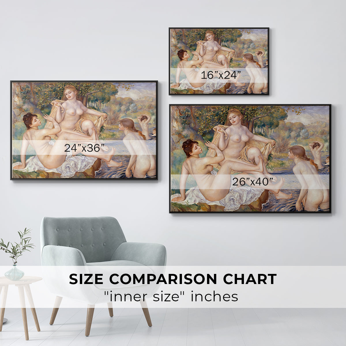 The Large Bathers, 1884-1887 - Floater Framed Canvas Print