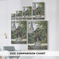 Size comparison chart for canvas art prints, showing multiple size options.