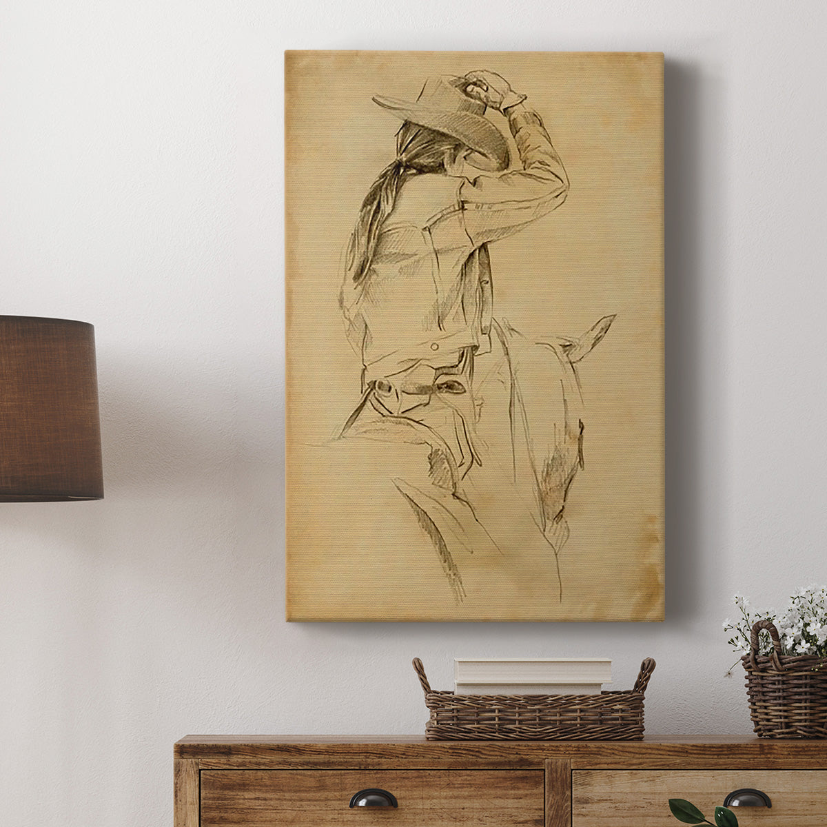 Cowgirl on Horseback II Premium Gallery Wrapped Canvas - Ready to Hang