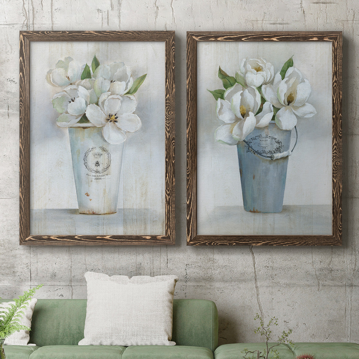 Fleuriste Francais I - Premium Framed Canvas 2 Piece Set - Ready to Hang