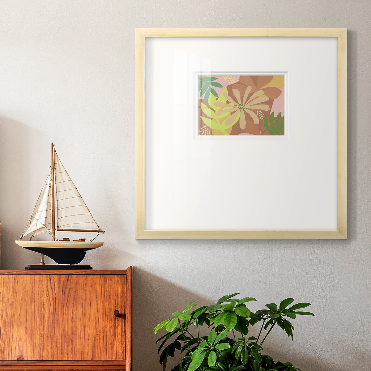 Neutral Blooms II Premium Framed Print Double Matboard