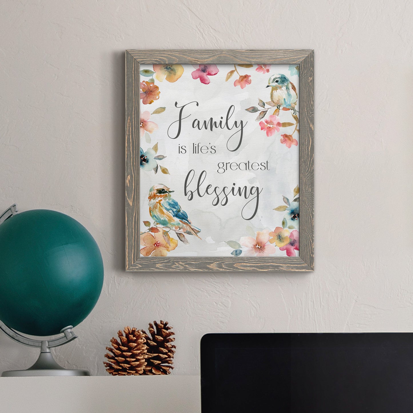 Spring Bird Blessing - Barnwood Framed Canvas Print