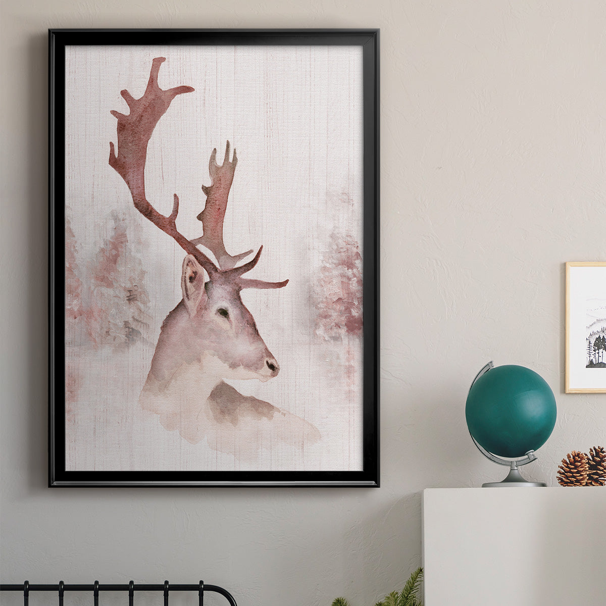 Blush Deer - Modern Framed Canvas Print