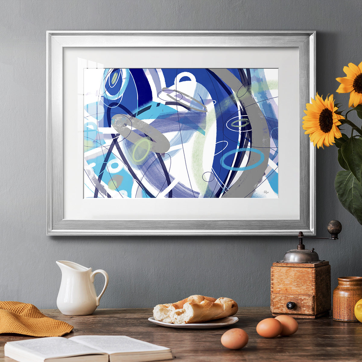 Blue Flow - Modern Framed Art Print