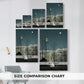 Size comparison chart for canvas art prints, showing multiple size options.