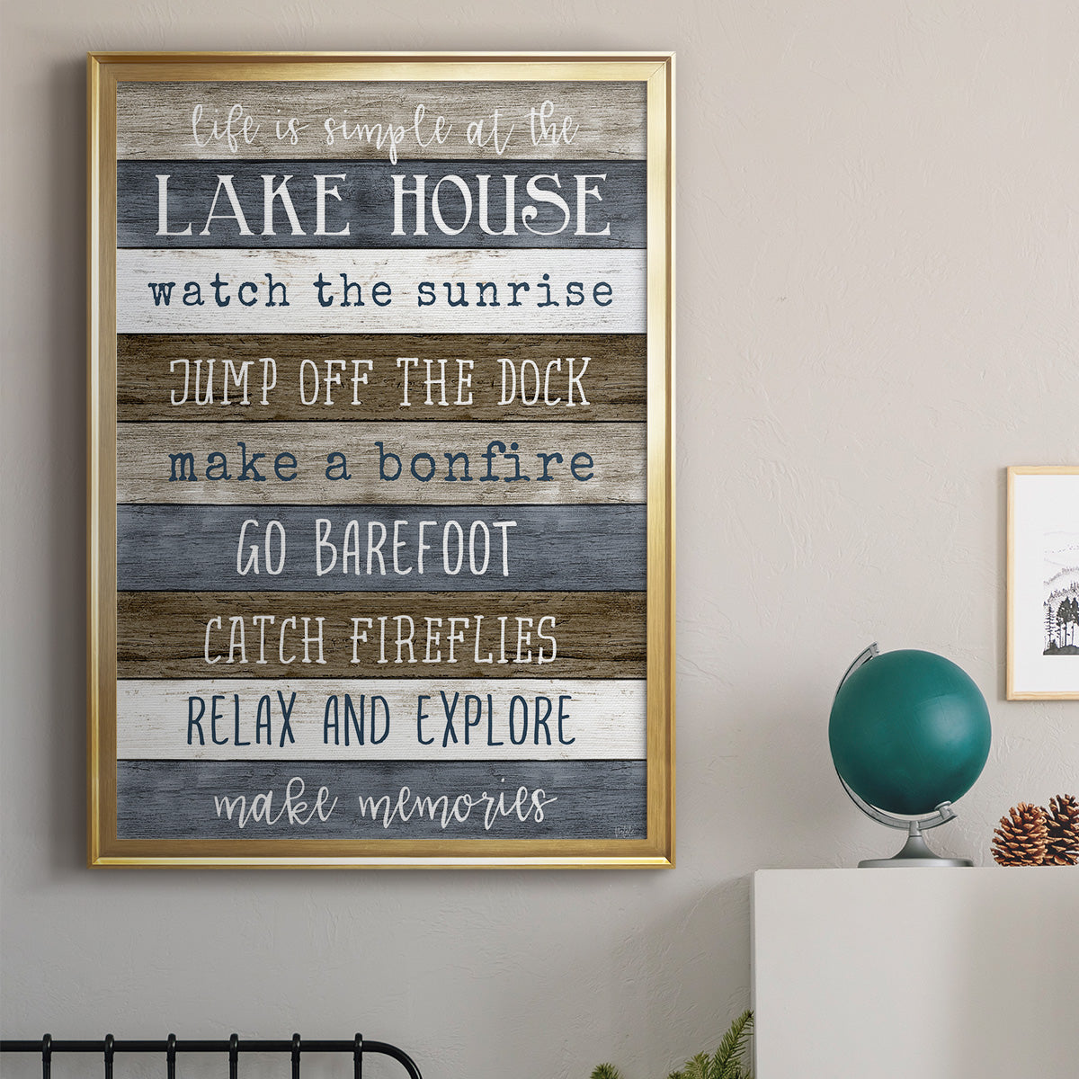 Simple Lake Rules - Modern Framed Canvas Print
