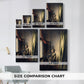 Size comparison chart for canvas art prints, showing multiple size options.