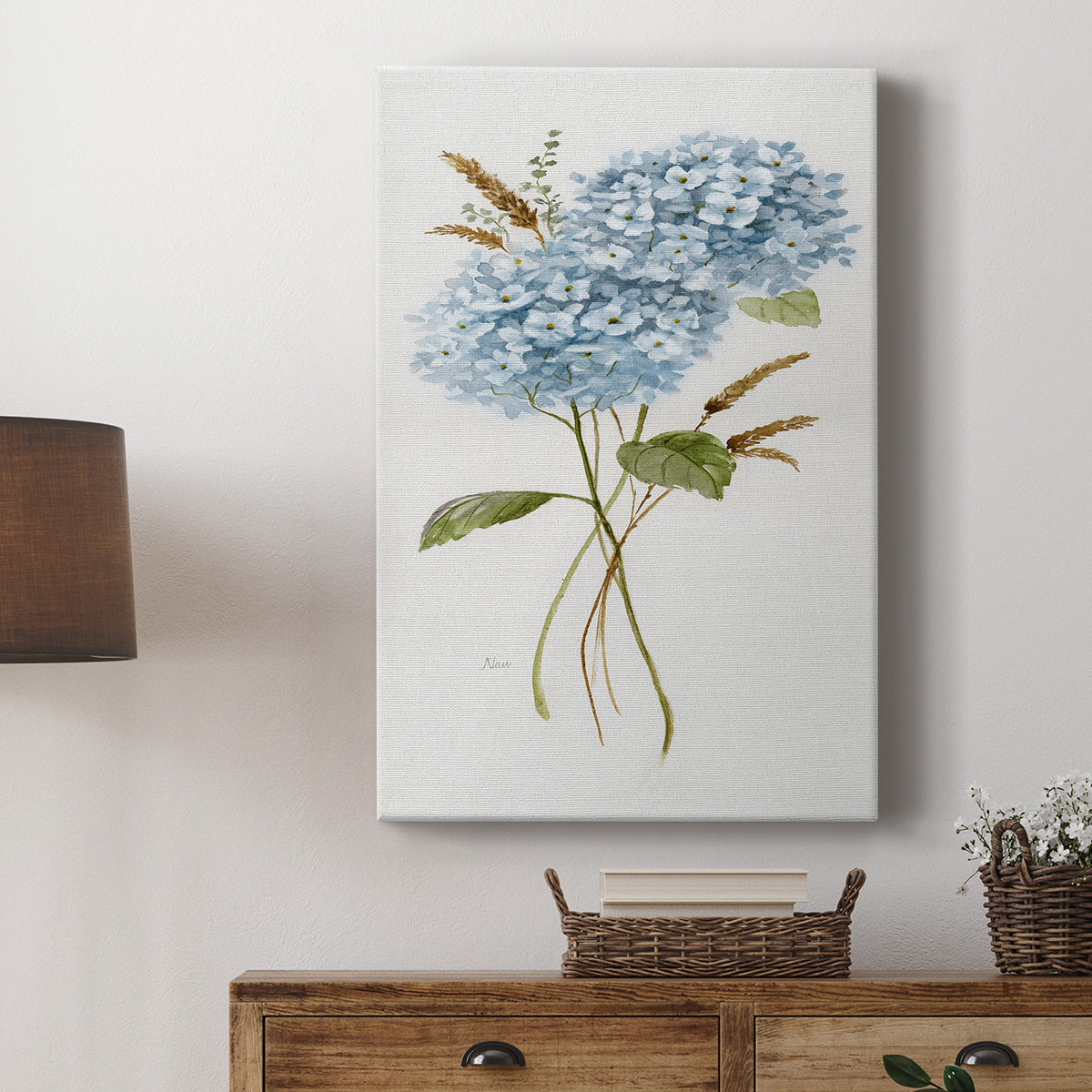 Petite Blue Hydrangea I Premium Gallery Wrapped Canvas - Ready to Hang