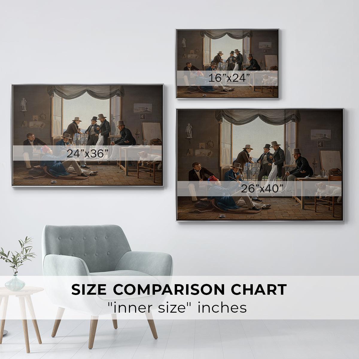 A Group of Danish Artists in Rome, 1837 - Floater Framed Canvas Print
