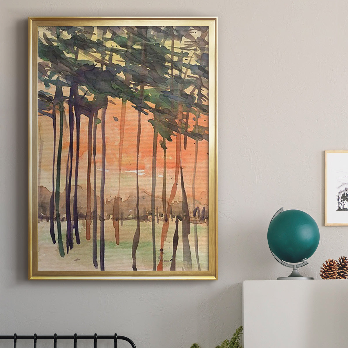 Between the Trees II - Modern Framed Canvas Print