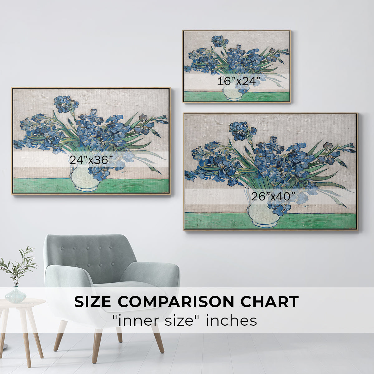 Irises, 1890 - Floater Framed Canvas Print
