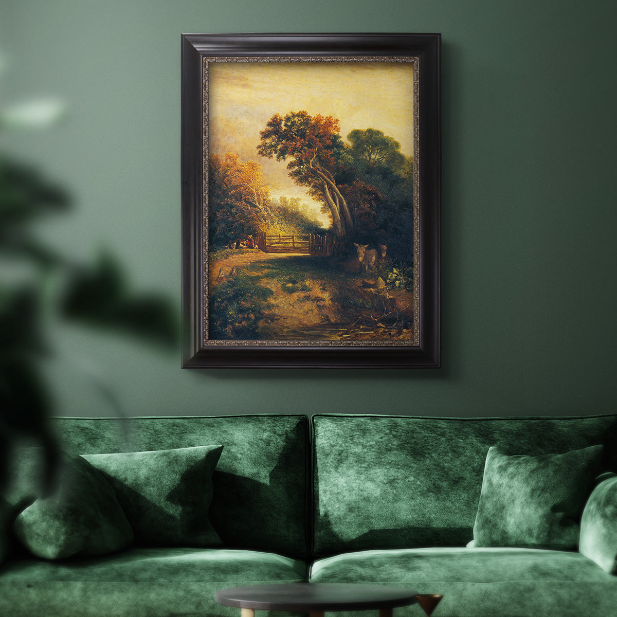 Landscape with Picnickers and Donkeys - Ornate Framed Canvas Print