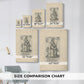Size comparison chart for canvas art prints, showing multiple size options.