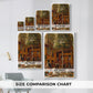 Size comparison chart for canvas art prints, showing multiple size options.