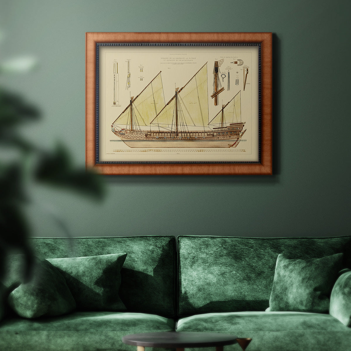 Antique Ship Plan VI Premium Framed Canvas- Ready to Hang