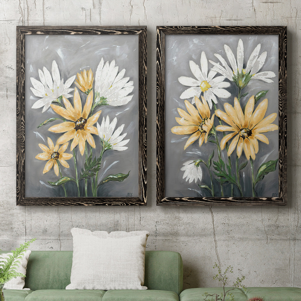 Summer Daisies I - Premium Framed Canvas 2 Piece Set - Ready to Hang