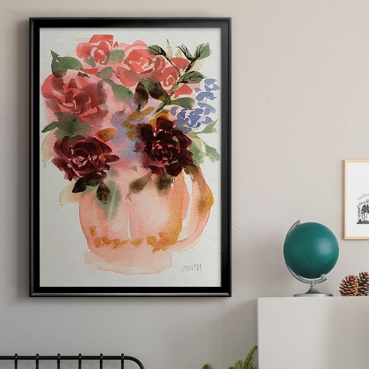 Mauve Bouquet in Teapot I - Modern Framed Canvas Print