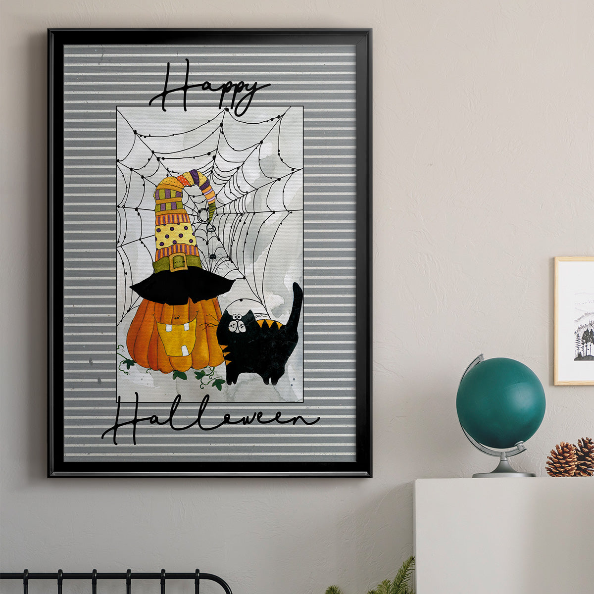 Happy Halloween Pumpkin - Modern Framed Canvas Print