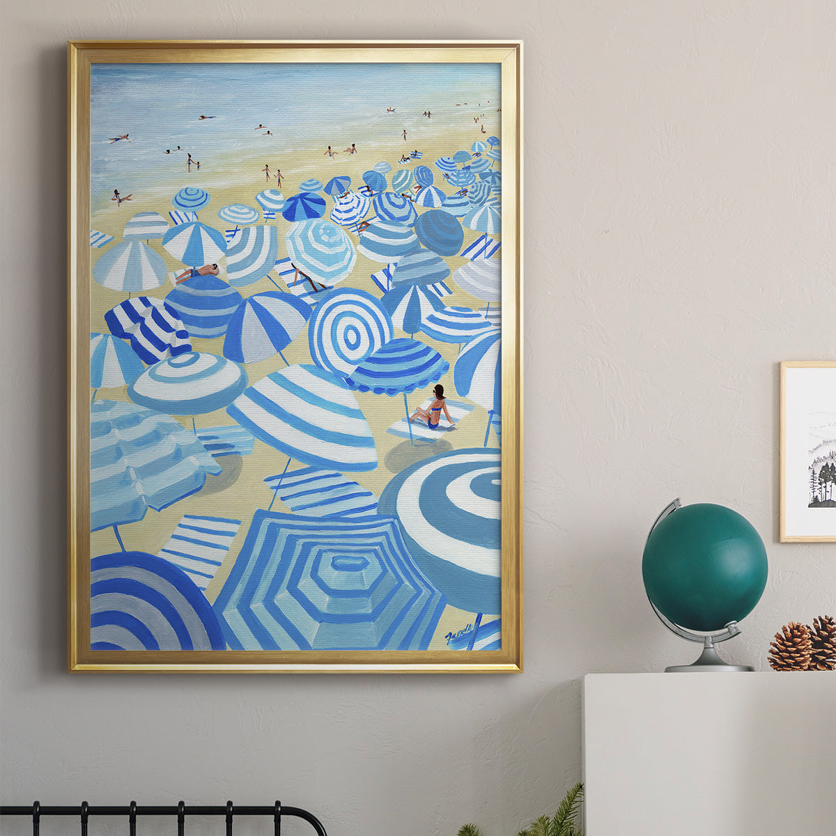 Sky Blue Beach - Modern Framed Canvas Print