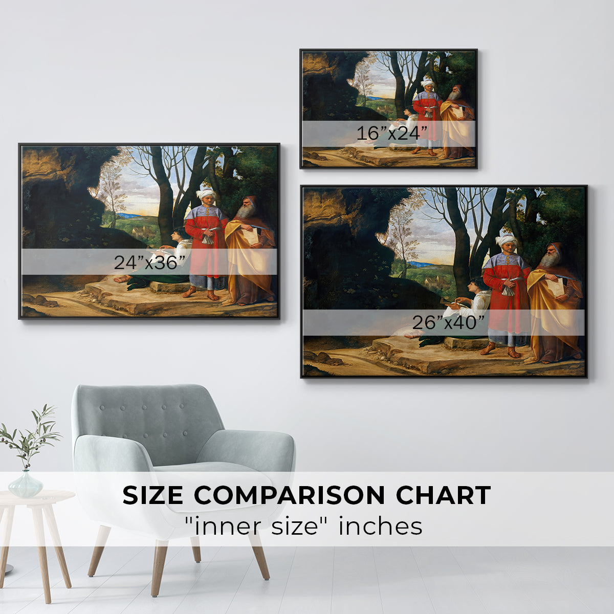 The Three Philosophers, c. 1508-1509 - Floater Framed Canvas Print